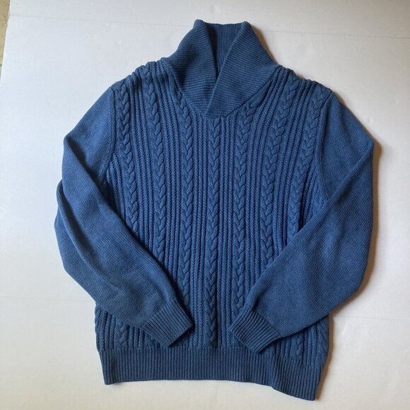Jos A Bank Heavy Blue Cotton Sweater Size Large - Picture 2 of 6
